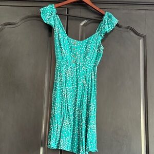 Billabong Green Floral Button-Front Mini Dress